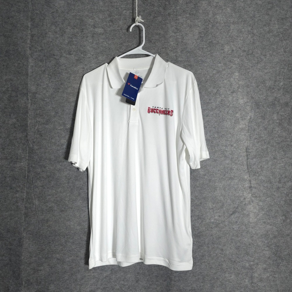 Fanatics Tampa‎ Bay Buccaneers NFL Mens Large White Performance Polo Shirt NWT